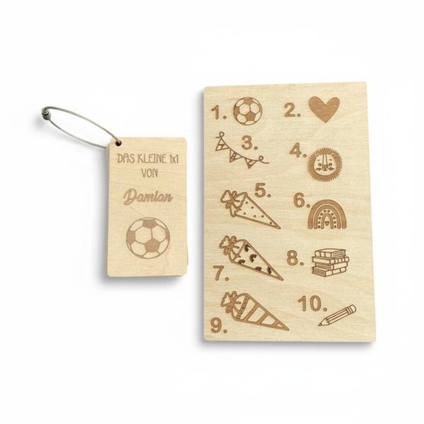 1x1 Lernkarten aus Holz mit Schlüsselring – Lernhilfe für Schulkinder.